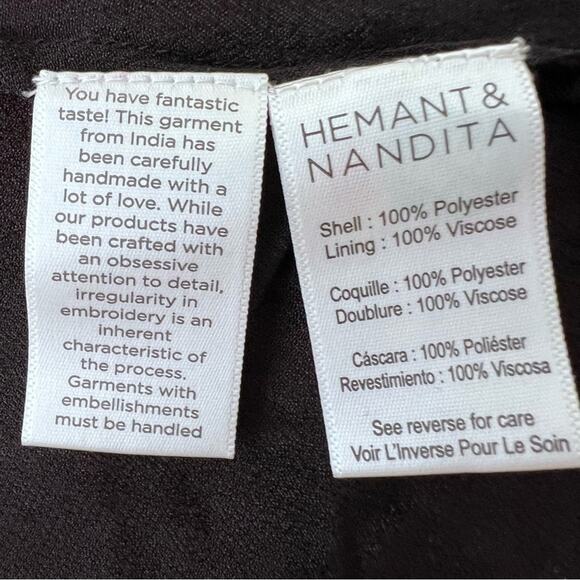 HEMANT & NANDITA Luana Pleated Long Dress in Chiffon Size XS - Picture 6 of 9